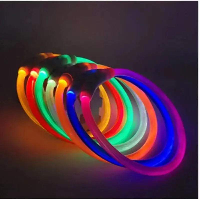 40/50/70cm Led Dog Collar USB Rechargeable Pet Dog Night Luminous Charge Collar Glowing Necklace Collar Safety Night Light - petguardiansupplies