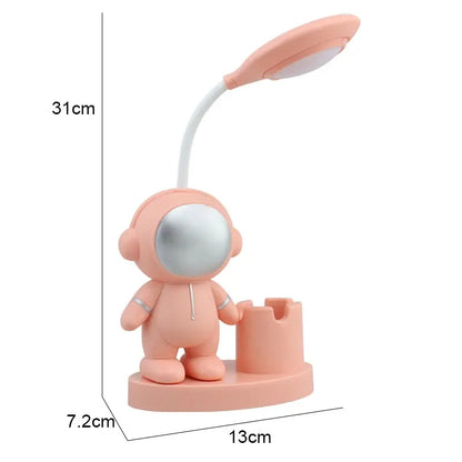 Creative Cute Astronaut Flexible Led Study Desk Lamp with Pencil Sharpener Bedside Color Adjust Table Lamp for Kids Student Room - petguardiansupplies