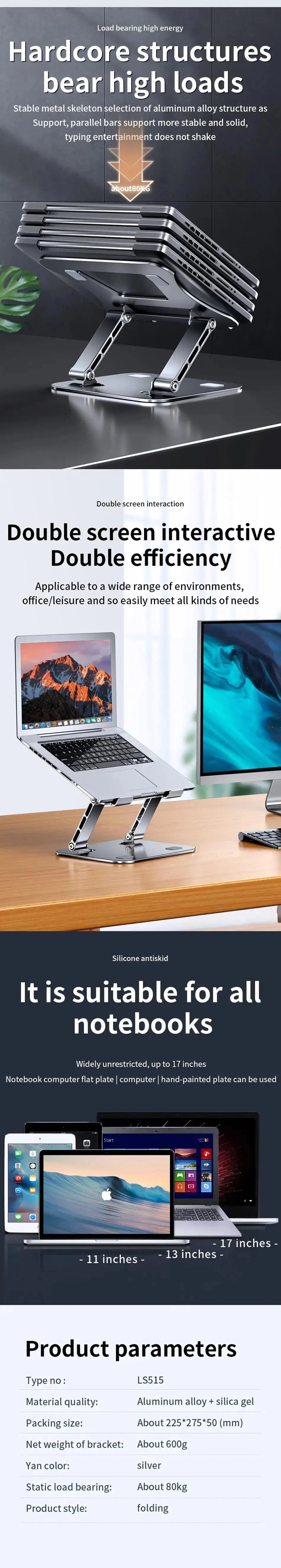 Phone Tablet Stand Adjustable Aluminum Alloy laptop Tablet up to 17 "Laptop Portable Folding stand Cooling stand support - petguardiansupplies