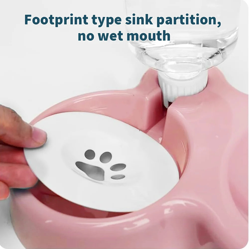 [UK Stock] Pet Feeder Pet Dog Cat Food Bowl Automatic Feeder 2 in 1 Eating Drinking Water Container Anti Slip Double Feeding Bow - petguardiansupplies