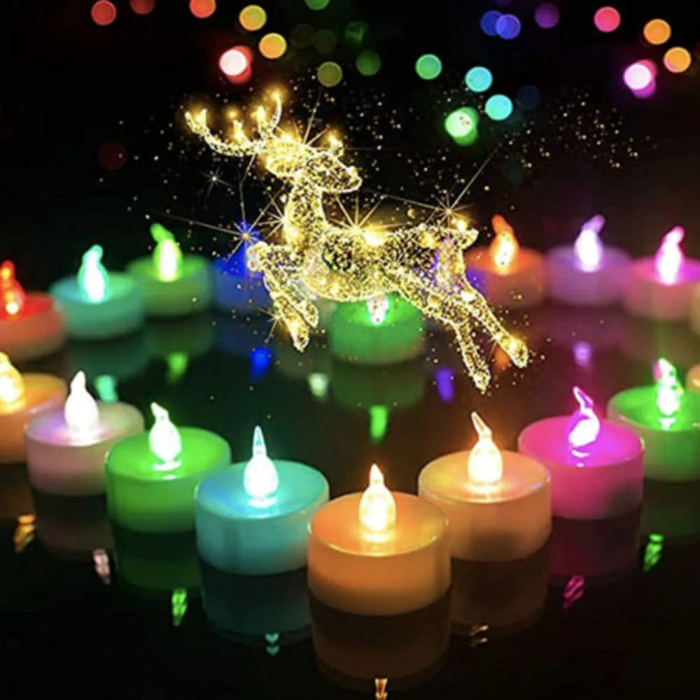 12 X LED Colour Changing Flickering Mood Tea Lights Flameless Battery Operated - petguardiansupplies