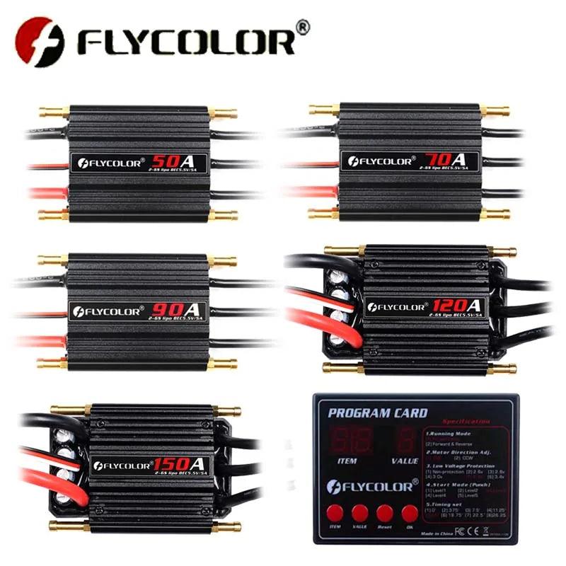 Original Flycolor 50A 70A 90A 120A 150A Brushless ESC Speed Controller Progaming Card 2-6S Lipo BEC 5.5V/5A for RC Boat - petguardiansupplies