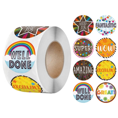 100-500pcs Cute Reward Stickers Roll with Word Motivational Stickers for School Teacher Kids Student Stationery Stickers Kids - petguardiansupplies