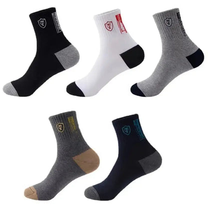 5Pairs Breathable Cotton Sports Stockings Men Bamboo Fiber Autumn and Winter Men Socks Sweat Absorption Deodorant Business Sox - petguardiansupplies