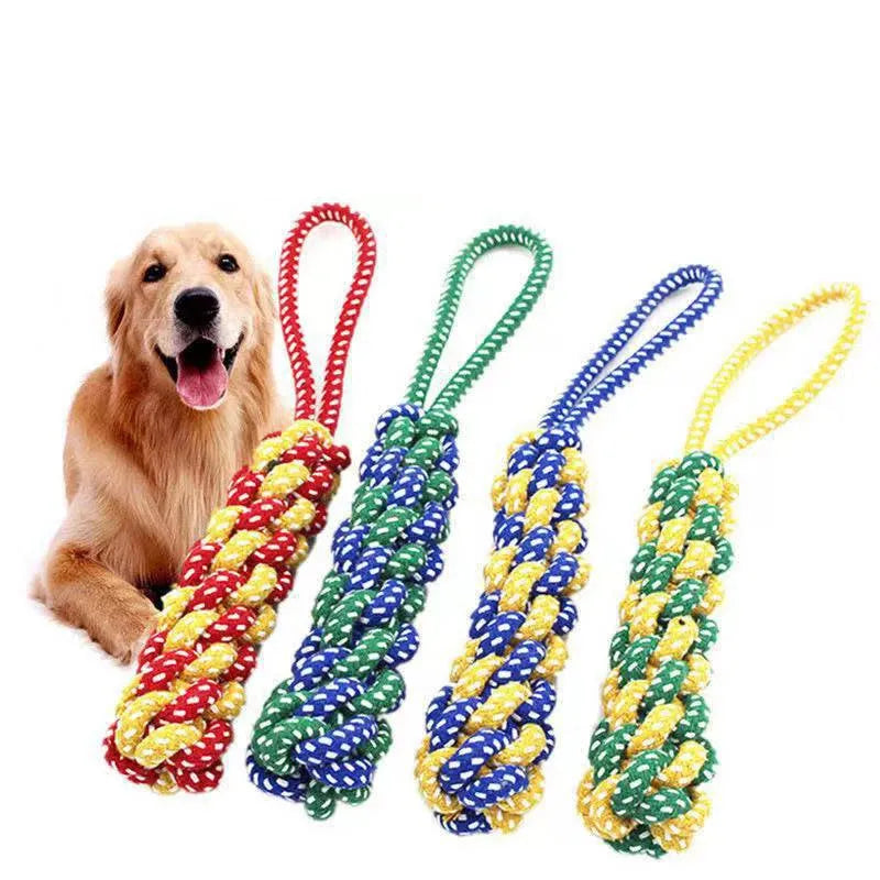 1PC Dog Toy Carrot Knot Rope Ball Cotton Rope Dumbbell Puppy Cleaning Teeth Chew Toy Durable Braided Bite Resistant Pet Supplies - petguardiansupplies