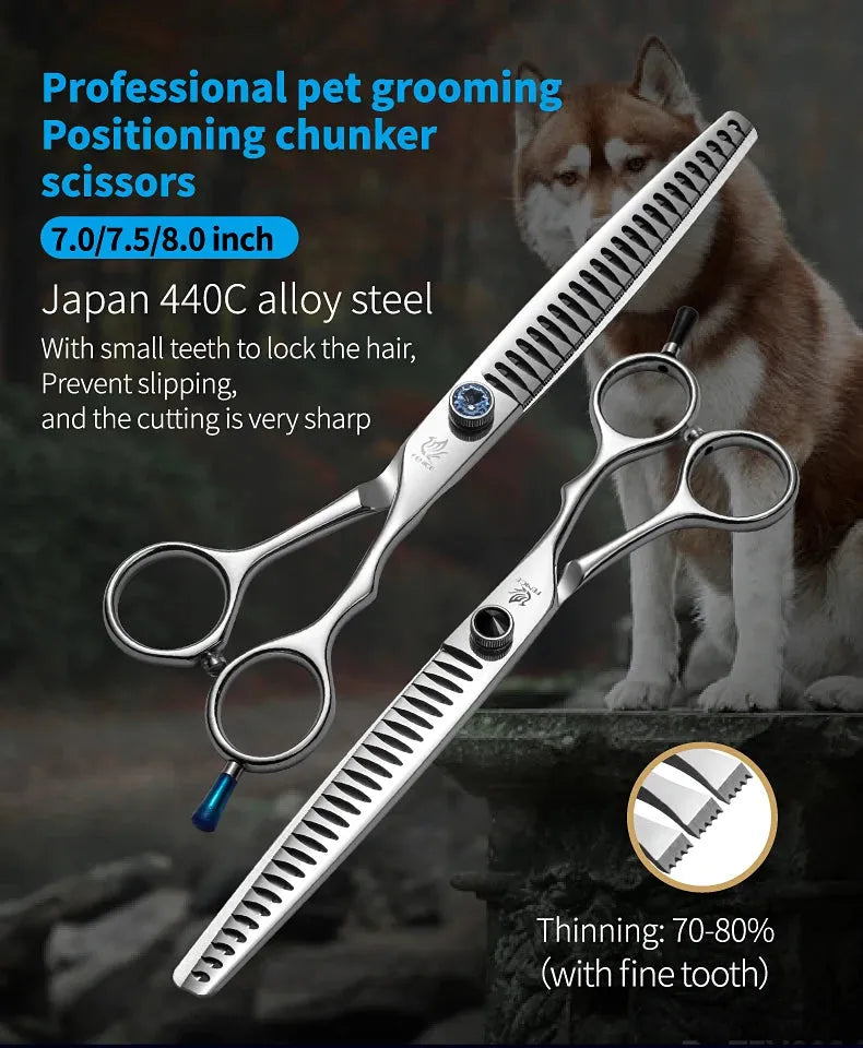 Fenice 7.0/7.5/8.0inch Professional Pet Grooming Scissors Dog Beauty Scissor Chunkers Pet Items Dogs Thinning Scissors Groomer - petguardiansupplies