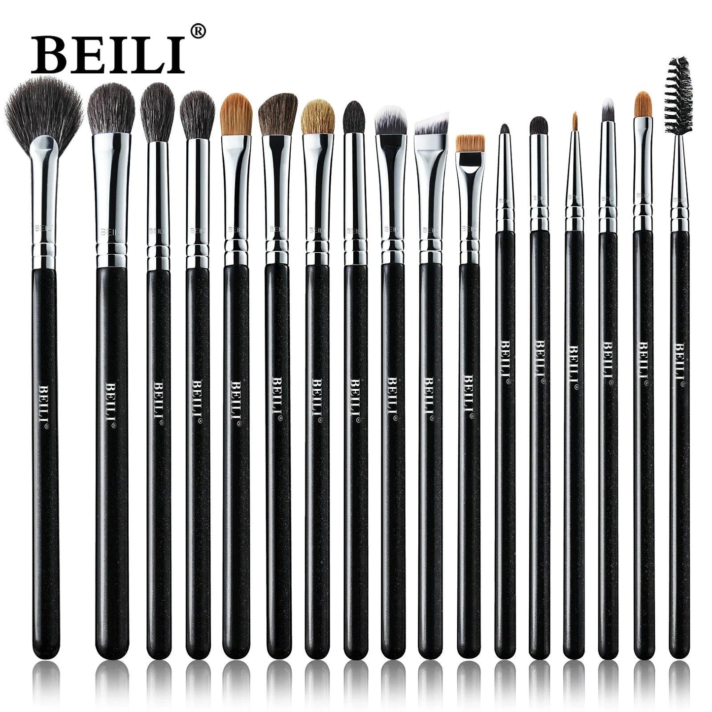 BEILI Black 10-19Pcs Makeup Brushes Natural Synthetic Hair Eyeshadow Blending Eyeliner Makeup Brush Set косметика - petguardiansupplies