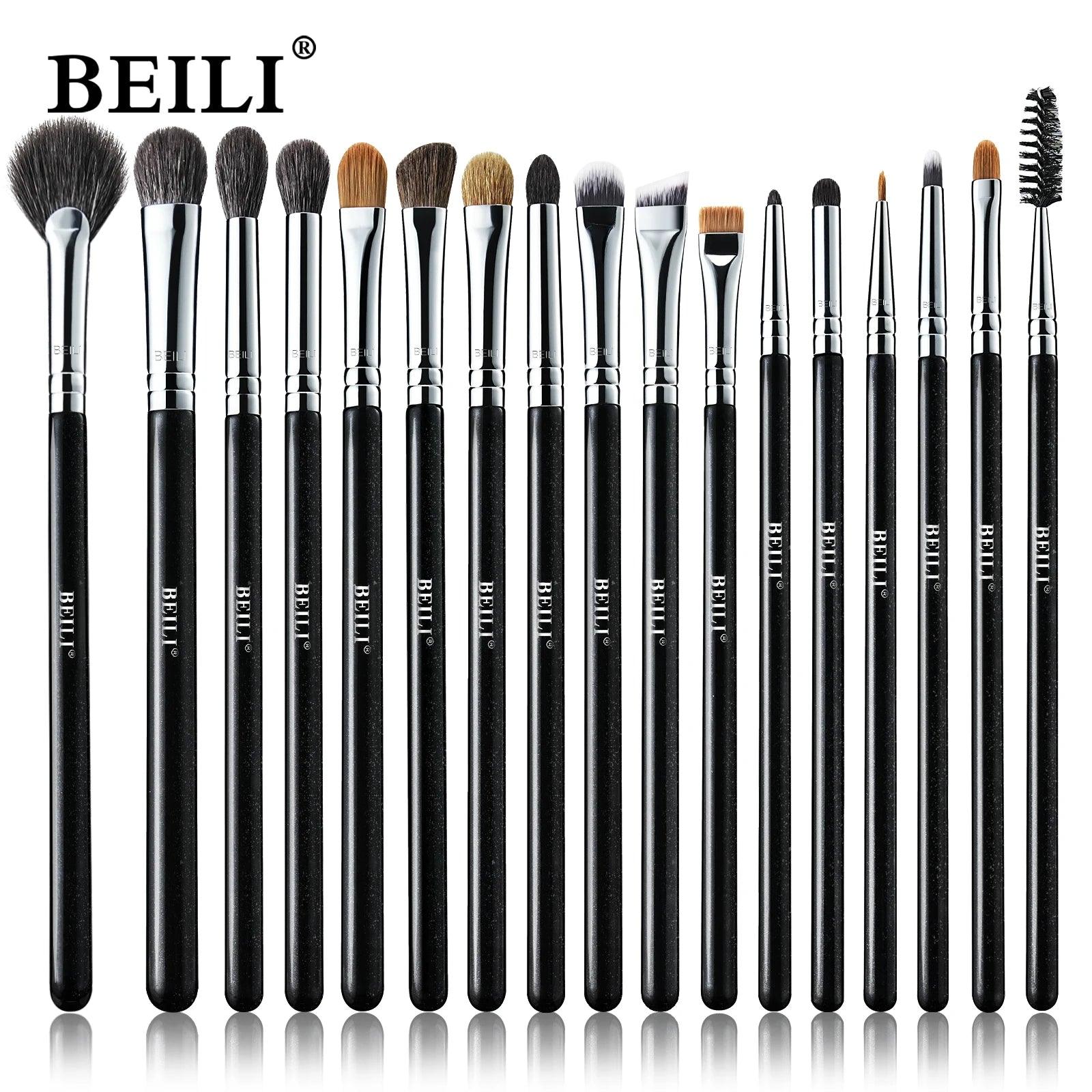 BEILI Black 10-19Pcs Makeup Brushes Natural Synthetic Hair Eyeshadow Blending Eyeliner Makeup Brush Set косметика - petguardiansupplies