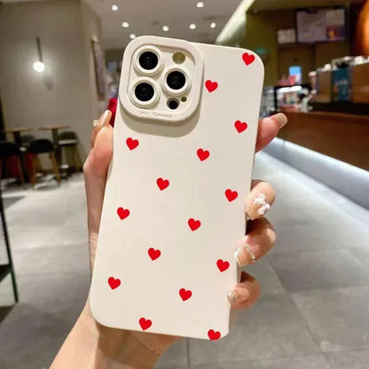 Cute Cartoon Red Love Heart Phone Case For iPhone - Shockproof Soft Silicone Cover - petguardiansupplies