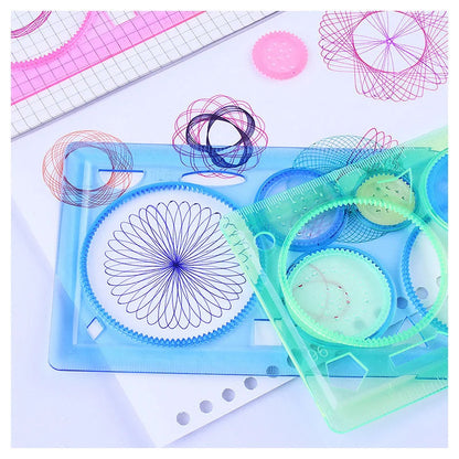 Geometry Spirograph Drawing Stencils Set Painting Template Art Crafts Creative Kids Educational Toy Variety of Flowers Ruler - petguardiansupplies