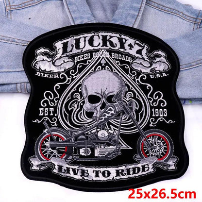 LAND FREE BRAVE Patch Large Back Embroidered Patches Motorcycle Biker Sewing Patch Iron On Patches For Clothing Jacket Jeans DIY - petguardiansupplies