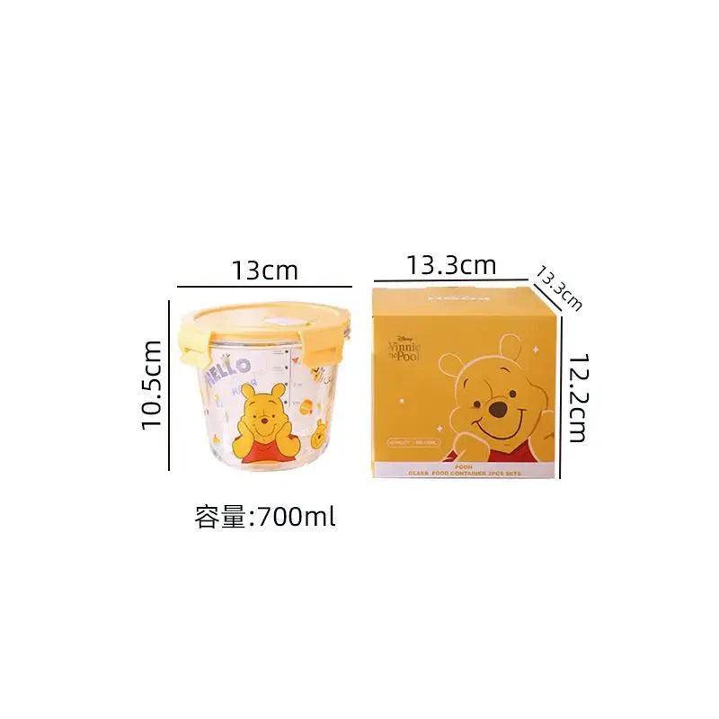 Disney Winnie the Pooh glass lunch box microwave heating office worker special bowl with lunch box storage separate lunch box - petguardiansupplies