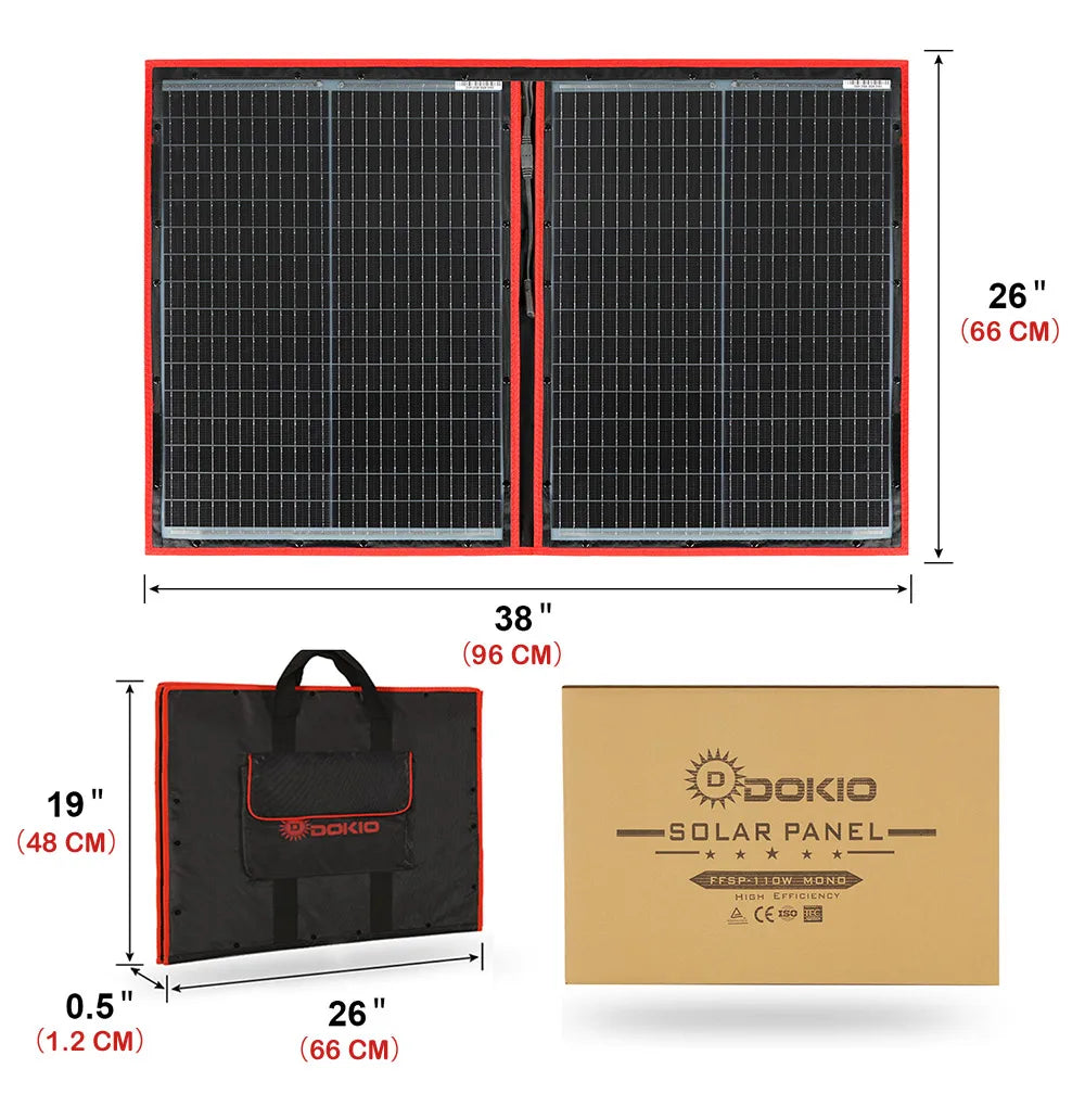 Dokio 18V 97W 150W 195W 295W Portable Foldable Solar Panel With 12V Controller Flexible Solar Panel For House Camping Travel - petguardiansupplies