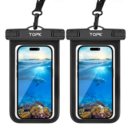 Waterproof Phone Pouch Case IPX8 Protective Cover with Clip Strap for Swimming Dry Bag Suitable for iPhone 15 Up to 7” - petguardiansupplies