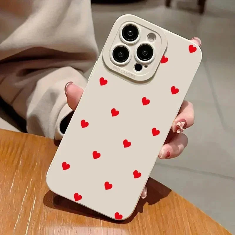 Cute Cartoon Red Love Heart Phone Case For iPhone - Shockproof Soft Silicone Cover - petguardiansupplies