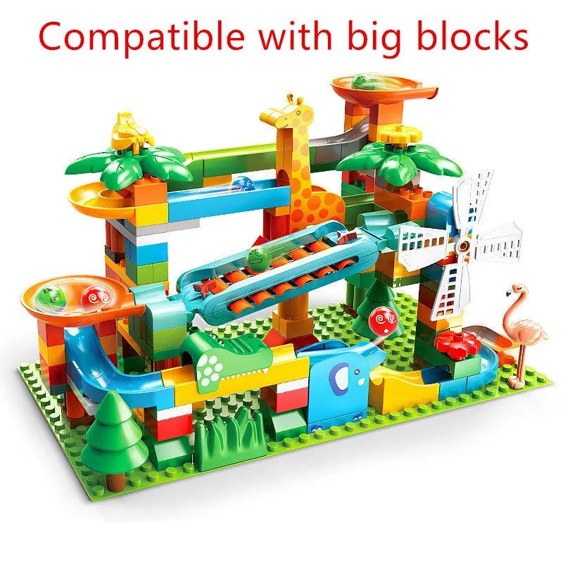 Marble Race Run Big Building Blocks Crazy Rolling Ball Compatible Slide Dinosaur Tunnel Animal Bricks Parts Accessory Kids Toys - petguardiansupplies