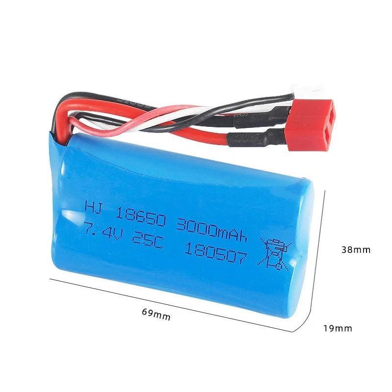 Battery For Wltoys 144001 A959-B A969-B A979-B K929-B 12428 12423 10428 RC Car Spare Parts 18650 2S 7.4V 3000mah lipo Battery - petguardiansupplies