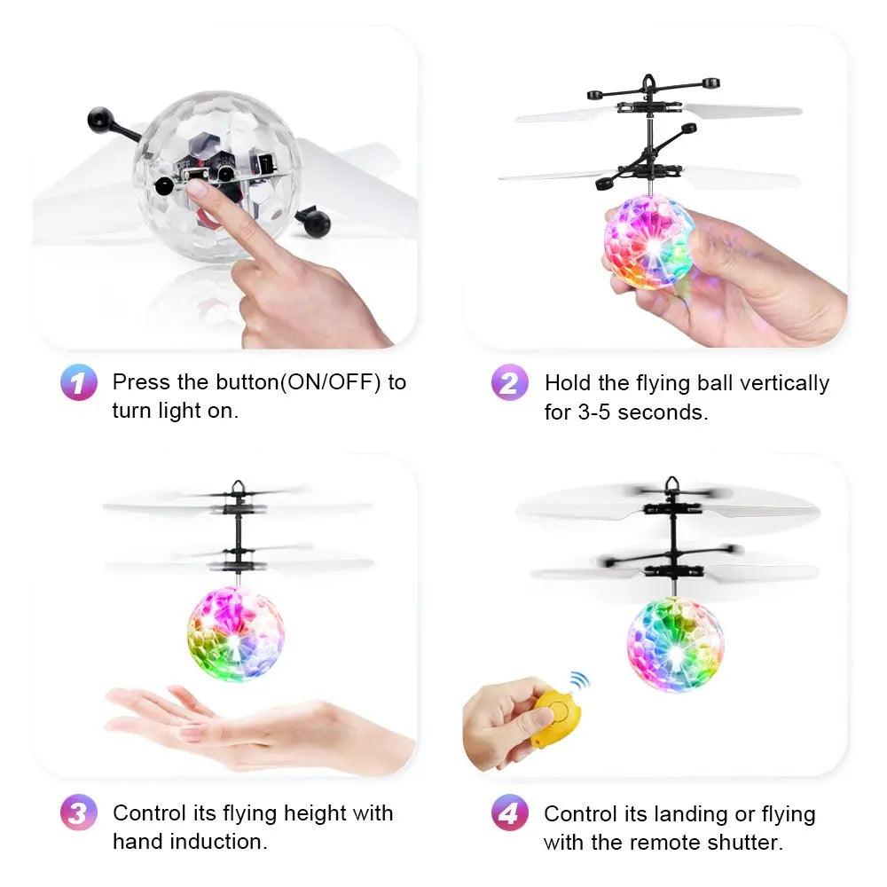 Led Light Suspension Crystal Ball Infrared Induction RC Gesture Control Colorful Glowing Toys Unique Gift for Kids JM888 - petguardiansupplies