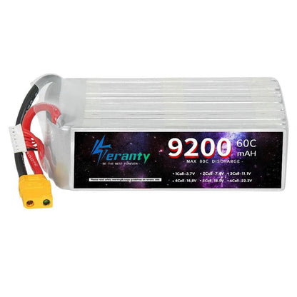 TERANTY 6S Lipo Battery 22.2V 60C 9200mAh Lipo Battery with EC5 XT90 Plug 6s Battery For RC Car Boat Truck Airplane UAV RACING - petguardiansupplies