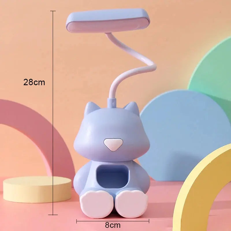 Creative Cute Cat Flexible Led Study Desk Lamp with Phone Holder Bedside Color Adjust Table Lamp for Kids Student Room - petguardiansupplies