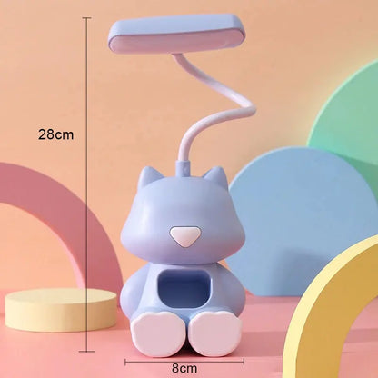 Creative Cute Cat Flexible Led Study Desk Lamp with Phone Holder Bedside Color Adjust Table Lamp for Kids Student Room - petguardiansupplies