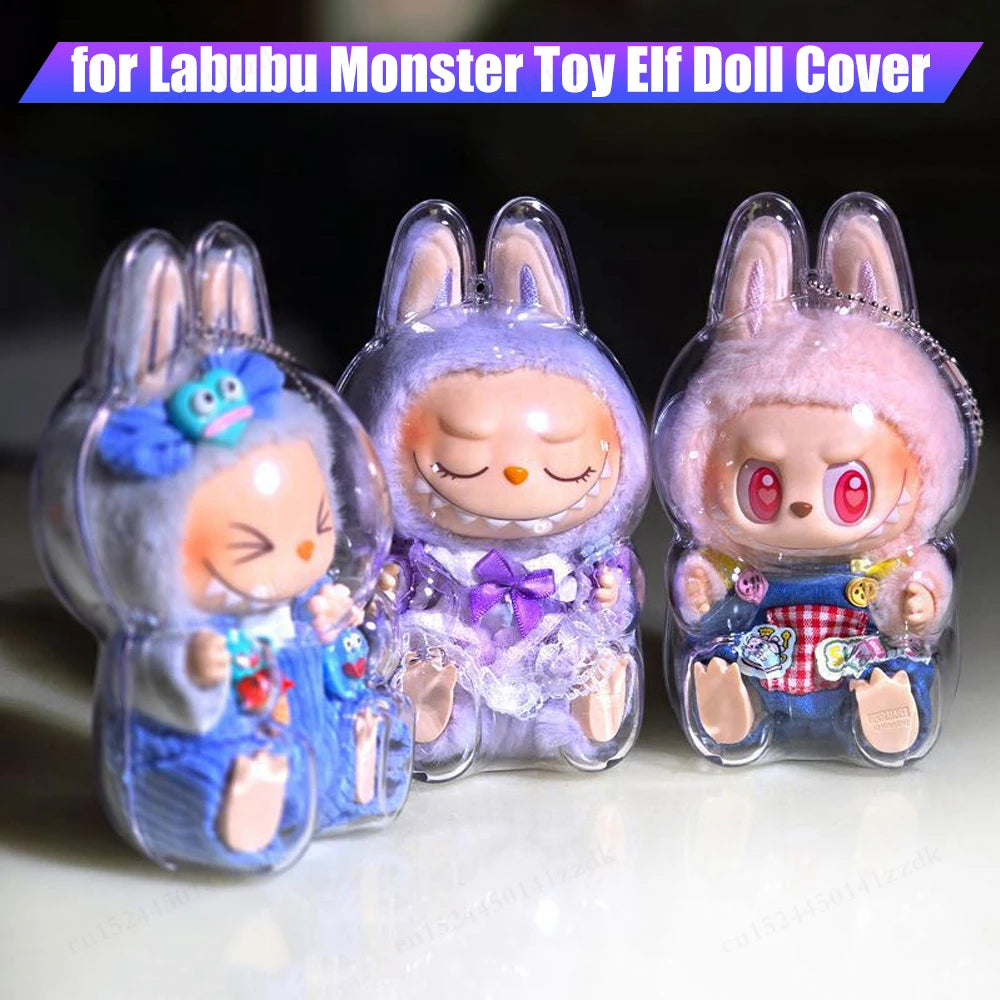 Labubu Transparent Protective Cover Monster Toy Cute Display Cover for Party Dolls - petguardiansupplies