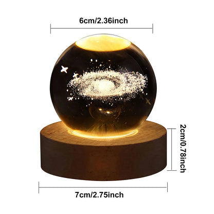 USB LED Night Light Galaxy Crystal Ball 3D Moon Planet Table Lamp Decor Bedroom Atmosphere Lamp for Birthday Kids Xmas Gifts - petguardiansupplies