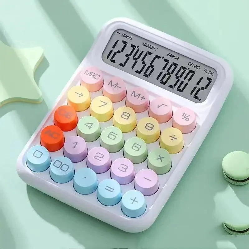 1pc Keyboard Calculator Office 12-digit Mechanical Calculator Cute Candy Color Calculator Desktop Stationery - petguardiansupplies