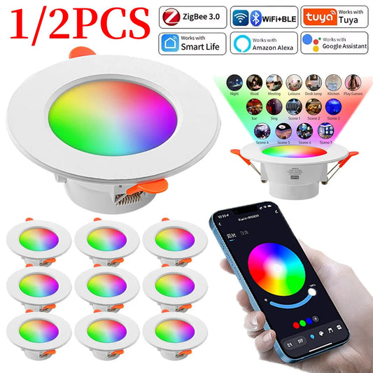 1/2PCS LED Downlight Bluetooth Smart Ceiling Light Motion Sensor and Dimmable - petguardiansupplies