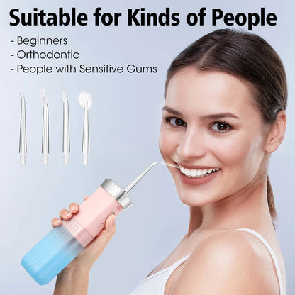 Portable Teeth Whitening Cleaner Adult Mouth Washing Tools Foldable Water Flosser Rechargeable 3 Modes Oral Irrigator For Travel - petguardiansupplies