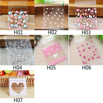 50Pcs/lot Cute Heart Theme Candy Cookie Bags Wedding Birthday Party Candy Buscuit Packaging Bag Christmas Plastic Gift Bags - petguardiansupplies