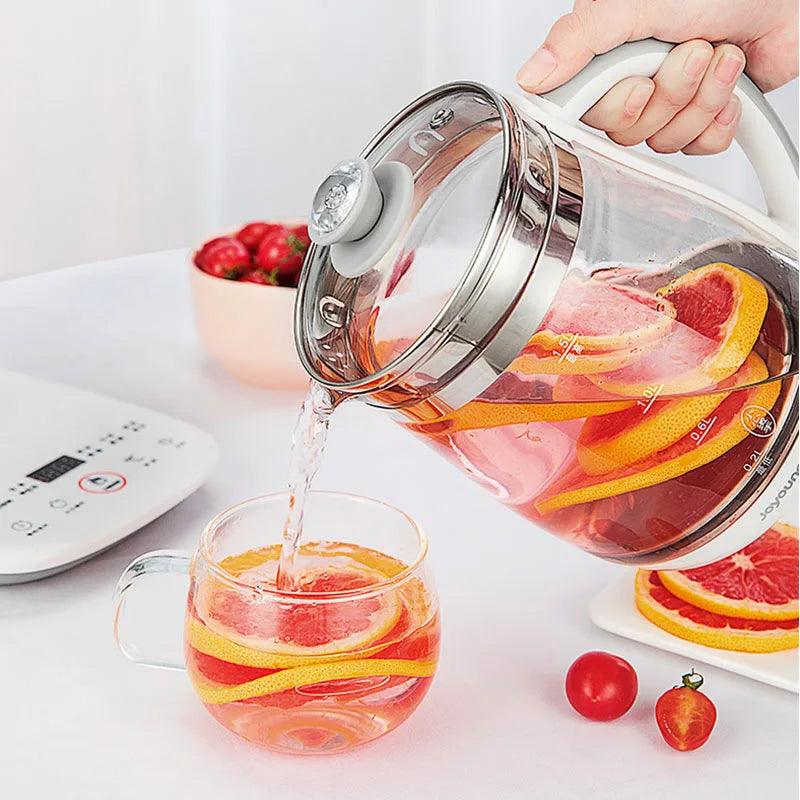 220V Jiuyang health pot multi-functional flower teapot glass stew tea pot 1.5L Portable Mini Multi Cooker Tea Dessert Cooker - petguardiansupplies