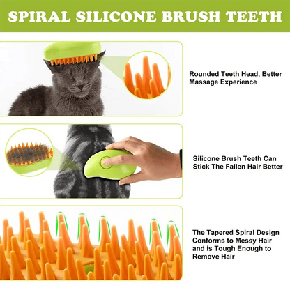 Pet Hair Removal Brush Cat Dog Electric Spray Massage Comb One-click Spray Anti-Flying Massage Bath Silicone Comb - petguardiansupplies