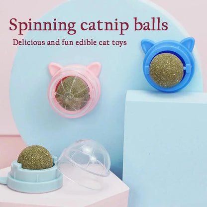 1Pcs Natural Catnip Cat Wall Stick-on Ball Toy Treats Healthy Removes Hair Balls to Promote Digestion Grass Snack Pet Supplies - petguardiansupplies