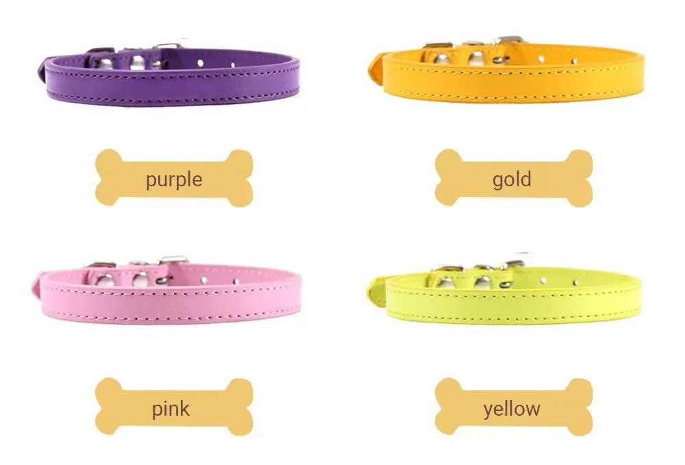 Colorful Leather Puppy Cat Collar Cute Kitten Necklace Name Personalized Collar for Cats Dogs Pet Supplies Accessories Harness - petguardiansupplies