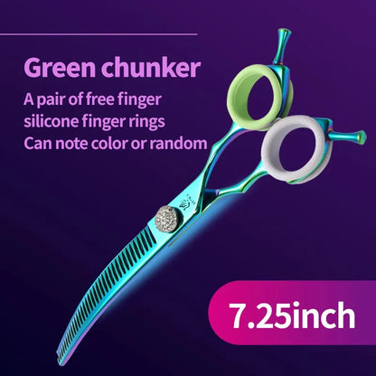 Fenice Professional JP440c 7 inch High quality Pet dog Grooming Scissors Curved thinning Shears Chunker Thinner Scissors - petguardiansupplies