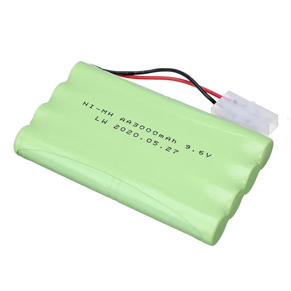 9.6V 3000mah NiMH Battery +9.6V Charger For Rc toys Car Trucks Tanks Trains Boats upgrade Ni-MH 8*AA 9.6v Rechargeable Battery - petguardiansupplies