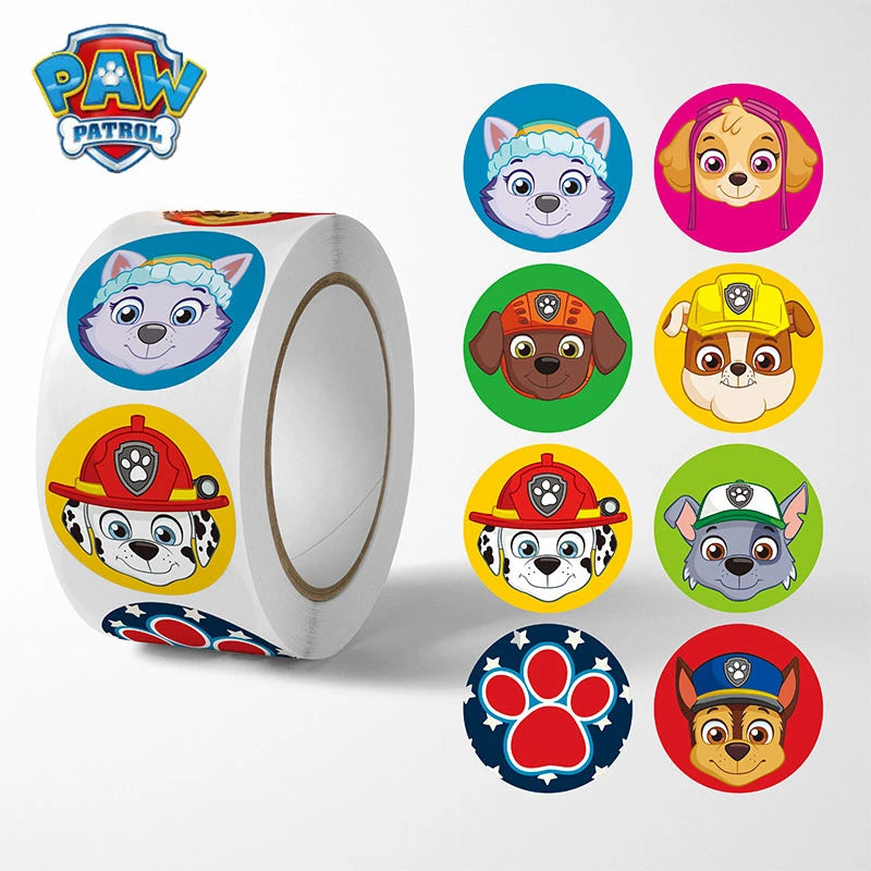 New 500PCS Paw Patrol Children's Cartoon Stickers Cute Kids Stationery Supplies School Teacher Supplies Reward Sticker Toys Gift - petguardiansupplies