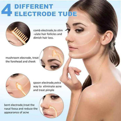 4 In 1 High Frequency Electrode Wand Electrotherapy Glass Tube Beauty Device Acne Spot Remover Facial Anti Wrinkle Skin Care Spa - petguardiansupplies