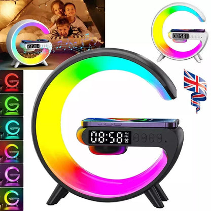 Smart G Lamp Bluetooth Speaker Wireless Charger RGB Alarm Clock Night Light 2025 - petguardiansupplies