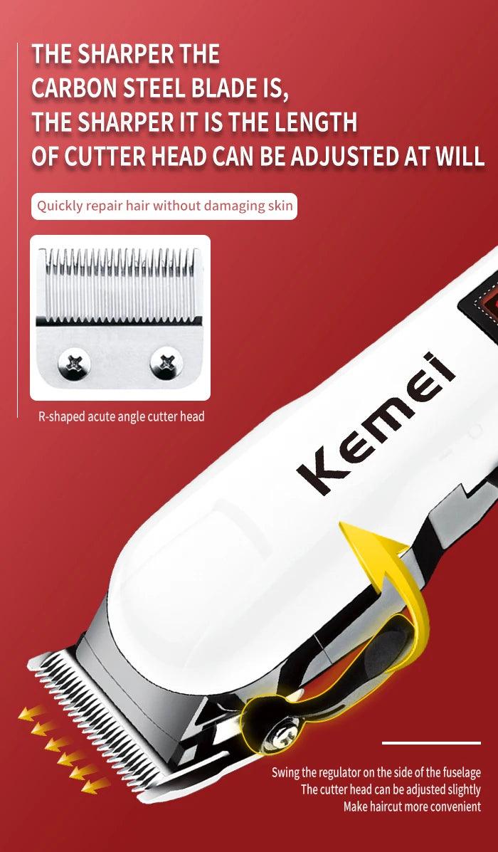 Kemei Professional hair clipper cordless hair trimmer beard for men electric hair cutting kit rechargeable haircut machine - petguardiansupplies