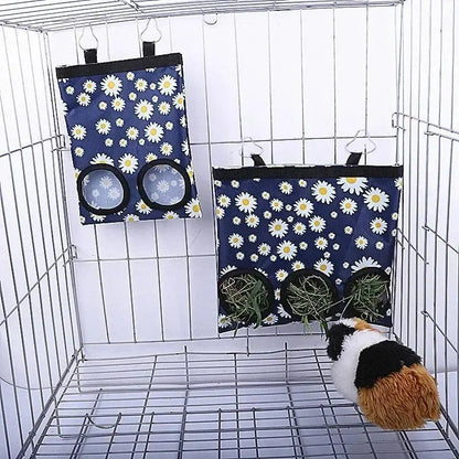 2/3 Holes Hanging Hay Bag for Bunny Guinea Pigs Small Animal Feeder Rabbit Food Dispensers Bag Cage Accessories Pet Feeding Bag - petguardiansupplies