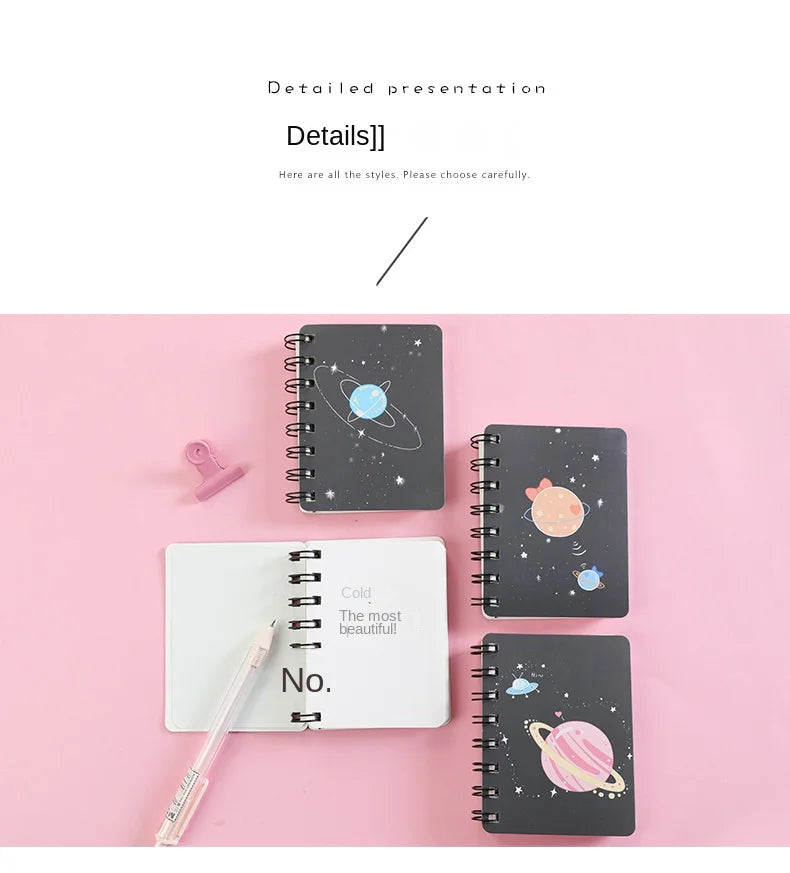 1 Pcs Planet Flip Coil Book Student Portable Pocket Notebooks Mini Notebook A7 Mini Notes School Supplies Office Stationery - petguardiansupplies