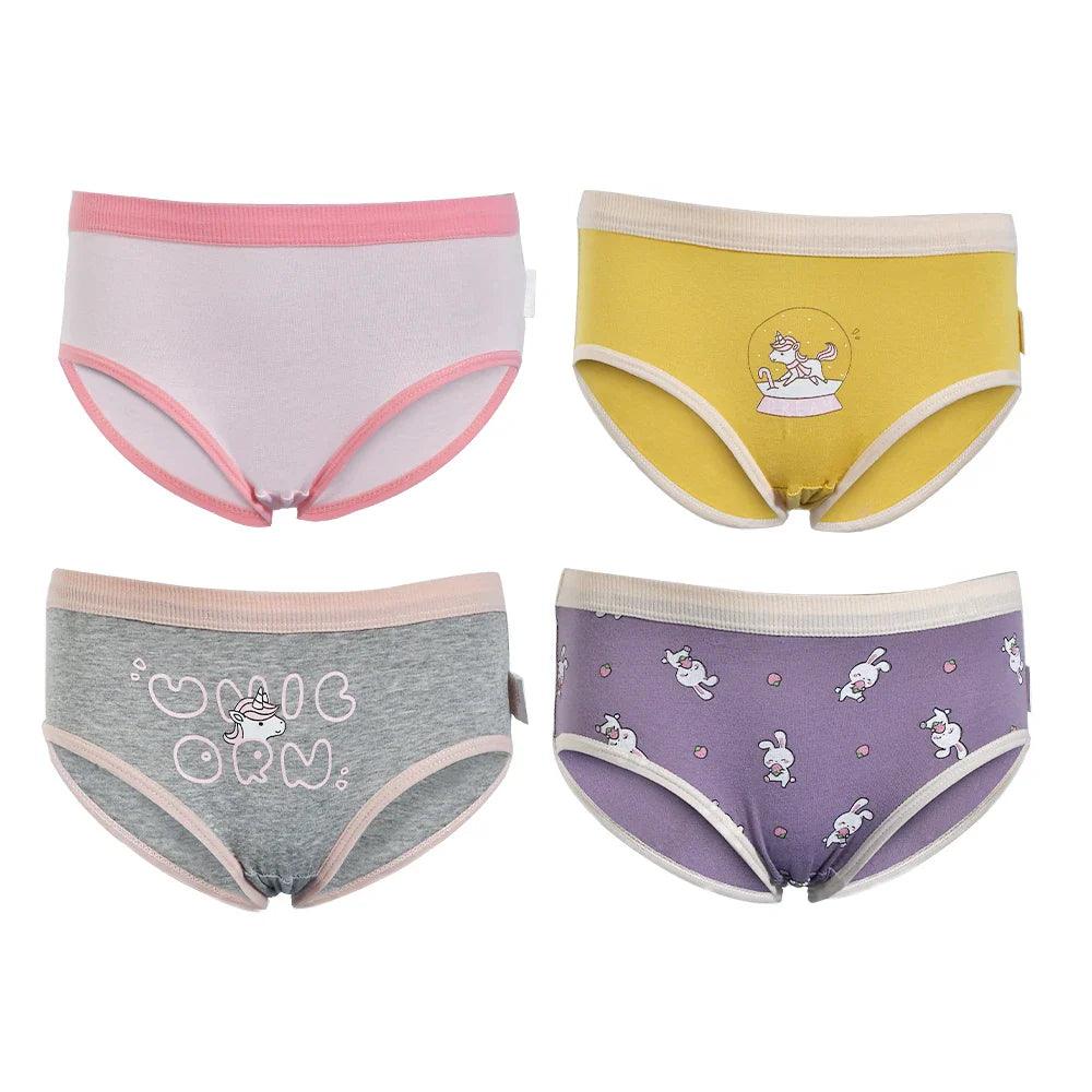 4PCS Girls Cotton Panties Summer Kid Thin Breathable Cartoon Briefs Young Children Underwears Toddler Antibacterial Knickers - petguardiansupplies