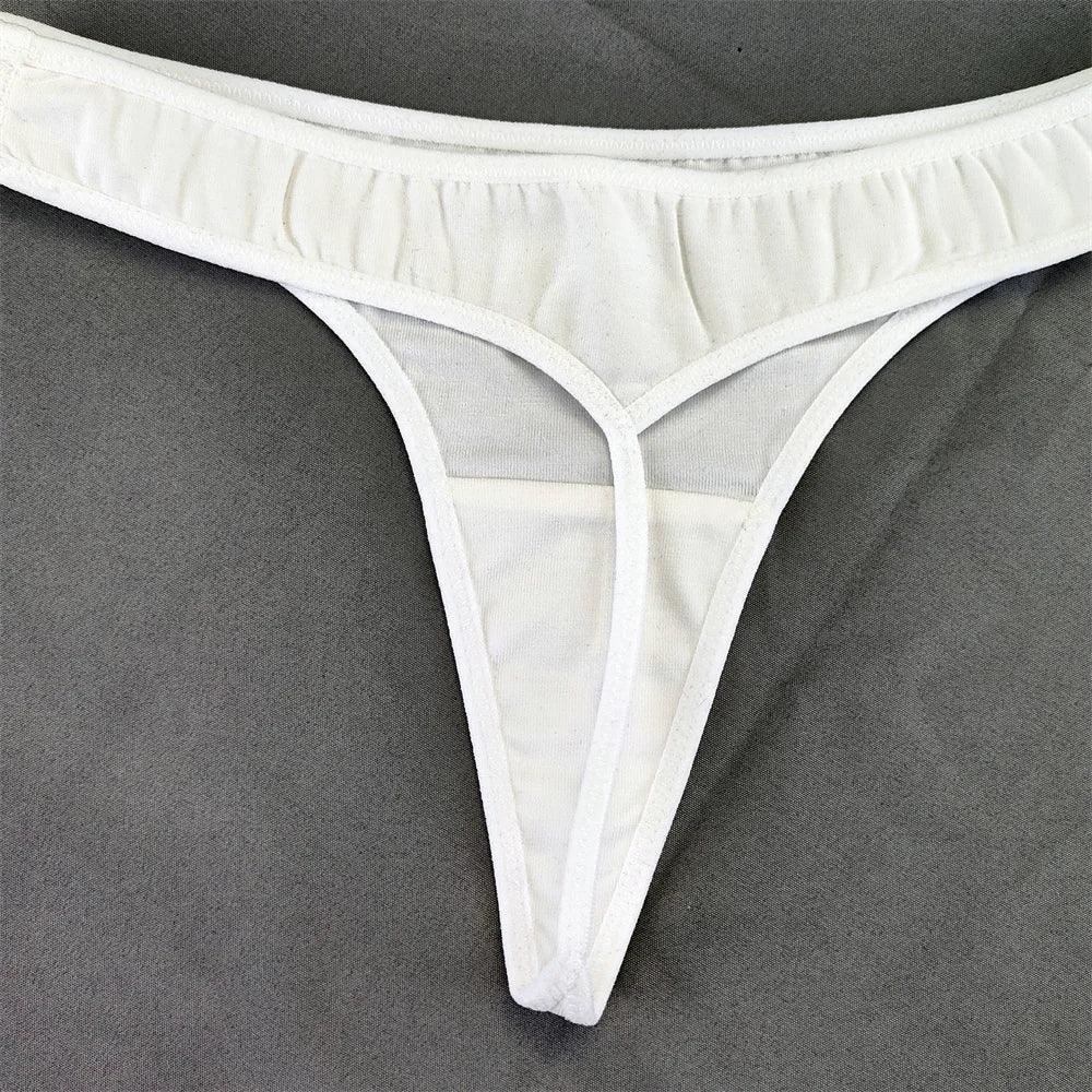 2PCS Classic Black White Cotton Thong Women Sexy T-back Panties Plus Size String Underwear Ladies Seamless Sports Lingerie - petguardiansupplies