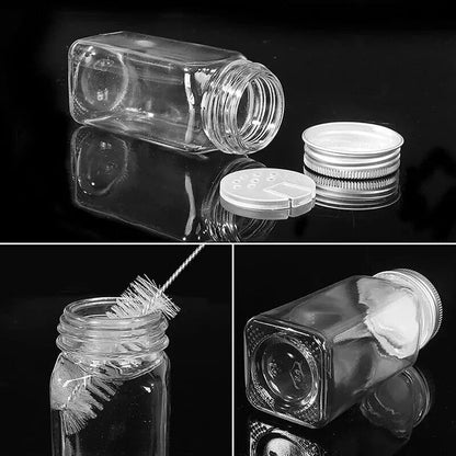 12pc 120ML bottle Glass Spice Bottle Jars Spice Jar Set Transparent Seasoning Storage Bottles Kitchen Salt Bottle - petguardiansupplies