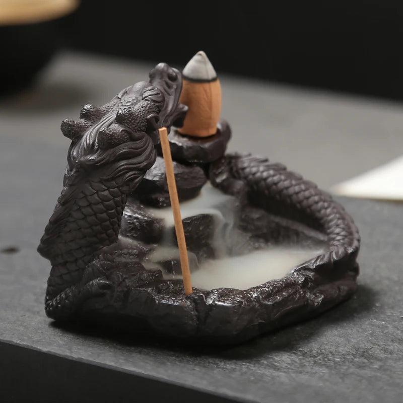 F 2023 hot Dragon Incense Burner Smoke Backflow Best Cone Censer incense Holder mini Office Desk Home Decor Teahouse Ornament - petguardiansupplies