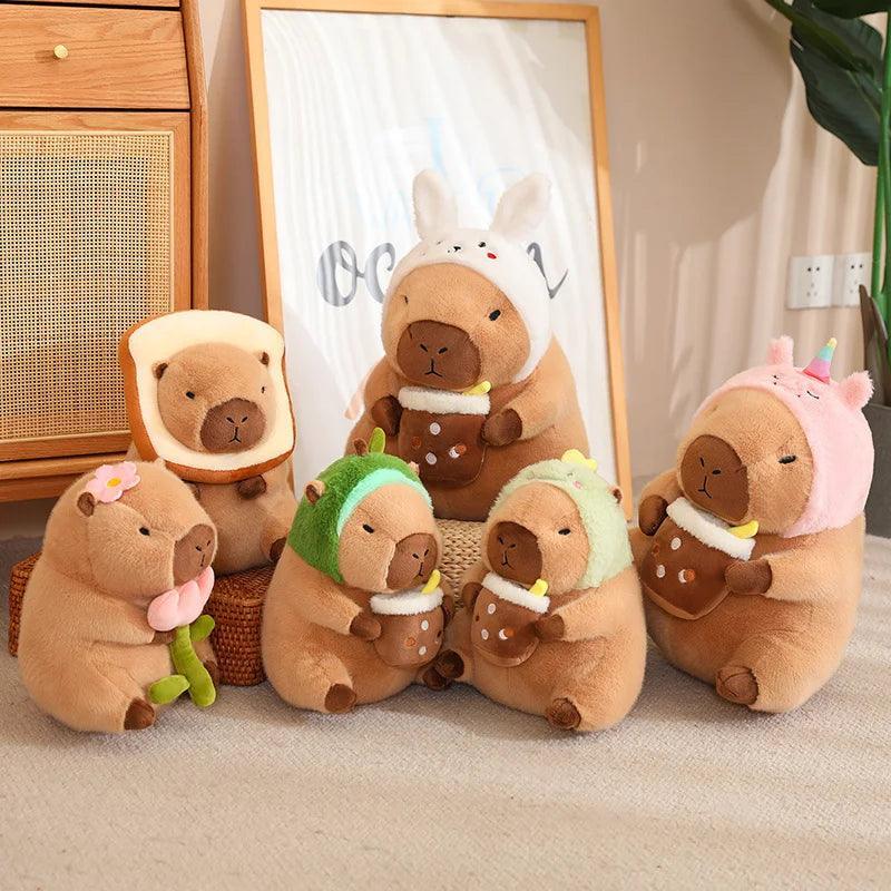 Lotus leaf Capybara Plush Toy Turtle Oyster Bee Bckpack Capibara Cosplay Unicorn Dinosaur Boba Bread Ring Decor Stuffed Animals - petguardiansupplies