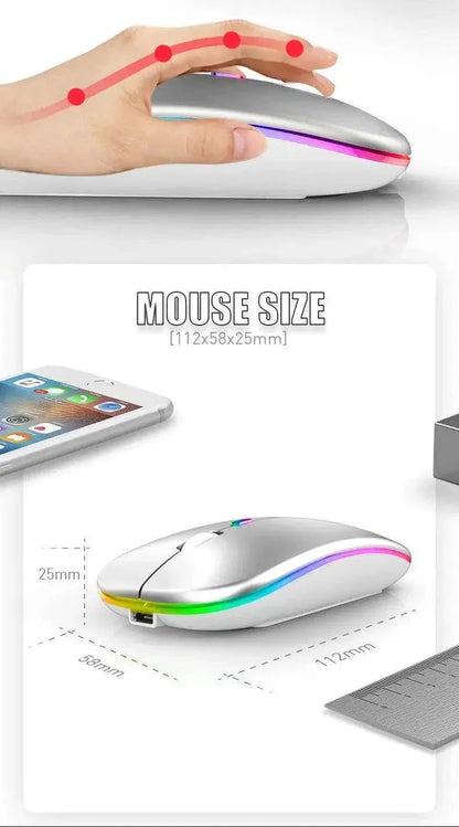 Tablet Phone Computer Bluetooth Wireless Mouse Charging Luminous 2.4G USB Wireless Mouse Portable Mouse - petguardiansupplies