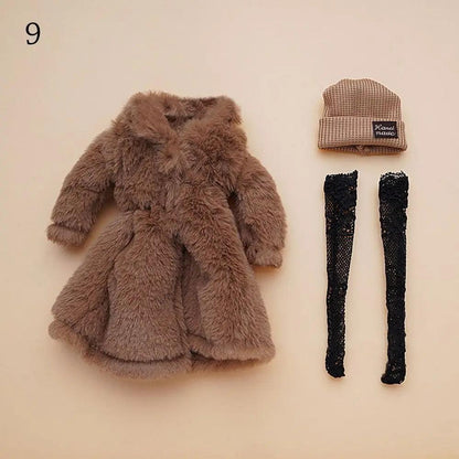 1 Set Fashion 30cm Doll Plush Overcoat Casual Wear Doll Winter Hats Socks Coat Tops for 1/6 Doll Clothes Cute Dolls Accessories - petguardiansupplies